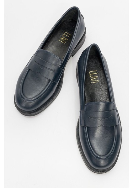 Lacivert Kadın Süet Loafer 139-03