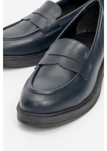 Lacivert Kadın Süet Loafer 139-03