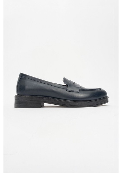 Lacivert Kadın Süet Loafer 139-03
