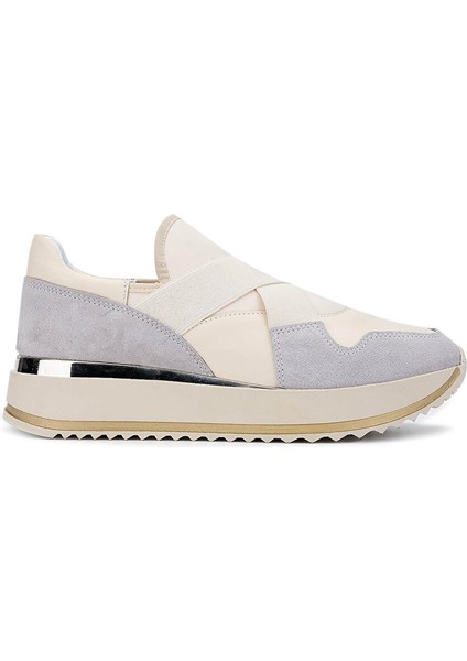 Bej-Gri Kadın Deri Sneaker 923 TCSR-072-1 Bn Ayk SK24-25
