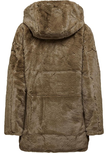 Kahve Kadın Kapüşonlu Suni Kürk Kaban Onlnewmalou Faux Fur Coat cc Otw modelleri