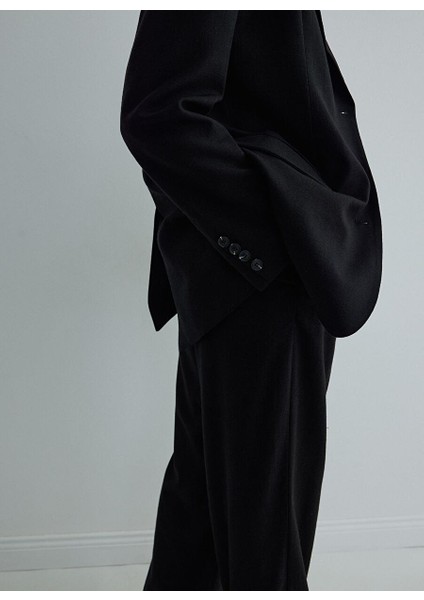 Siyah Gabriel Keten Blazer Ceket