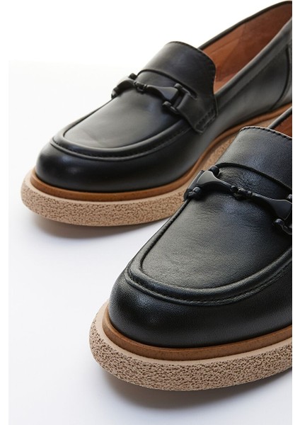 Pura Kadın Siyah Hakiki Deri Loafer Ayakkabı modelleri