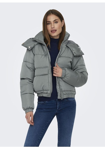 Açık Mavi Kadın Mont Onlevı Cargo Puffer Jacket Otw