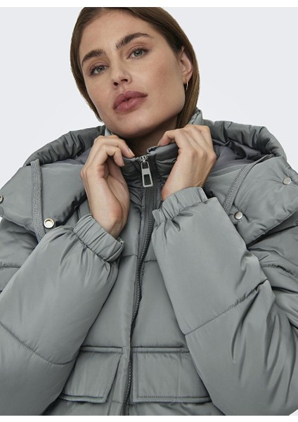 Açık Mavi Kadın Mont Onlevı Cargo Puffer Jacket Otw