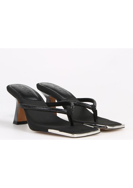 Siyah Kadın Topuklu Sandalet Joan - Mıd Thong Sandal indirimleri