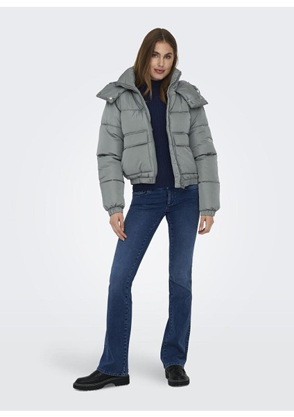 Açık Mavi Kadın Mont Onlevı Cargo Puffer Jacket Otw