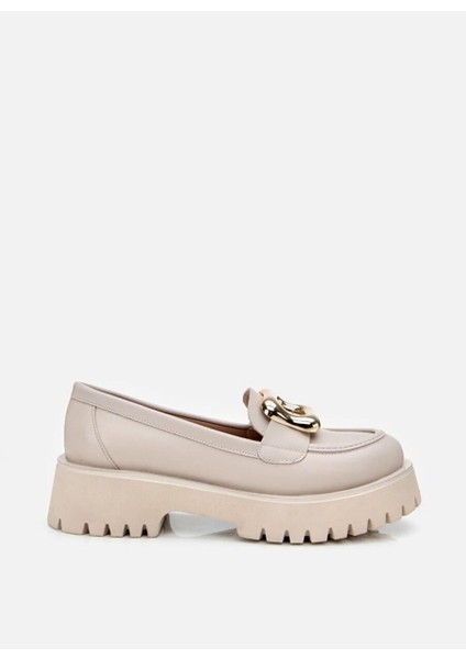Kadın Bej Tokalı Günlük Loafer