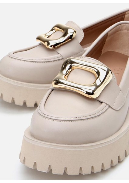 Kadın Bej Tokalı Günlük Loafer modelleri