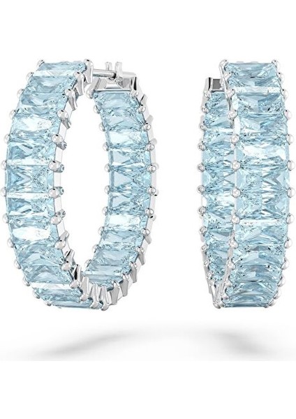 5659037 Swarovski Küpe Matrix:pe Hoop Baguette Earrings Acqua Blu/rhs