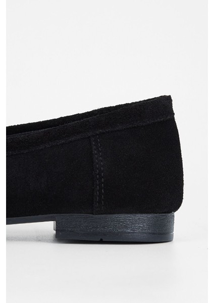 Allure Kadın Siyah Süet Hakiki Deri Loafer Ayakkabı