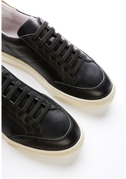 Siyah-Ten Kadın Deri Sneaker 957 39683 Bn Ayk Y23