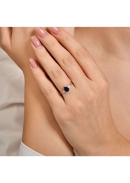 0.09 Karat Safir Taşlı Pırlanta Yüzük