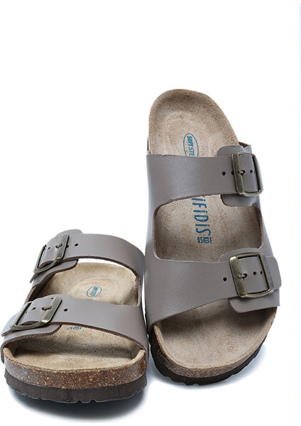 K10260DK Kifidis Soft Step Kadın Çift Bantlı Deri Mantar Terlik 36-41