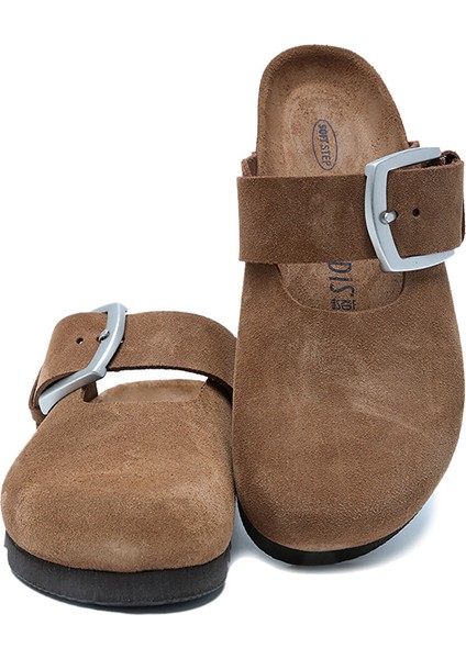14444 Ch-Kifidis Soft Step Kadın Süet Deri Sabo Mantar Terlik 36-41