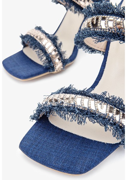 Azuro Kadın Koyu Jean Tekstil Terlik modelleri