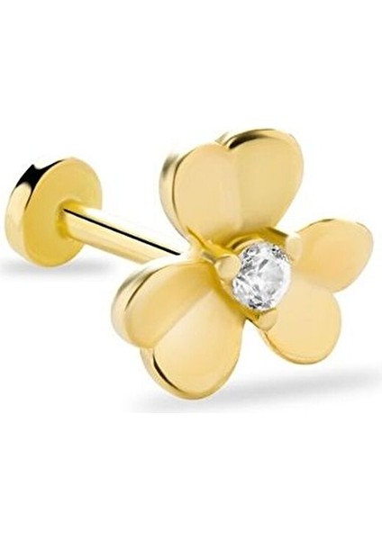 Kalp Çiçek 14 Ayar Altın Tragus Piercing