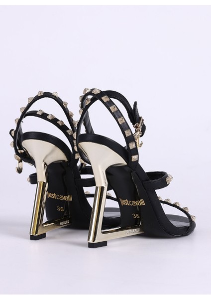Siyah-Altın Kadın Deri Topuklu Ayakkabı Fondo Ladyj W5B Shoes modelleri