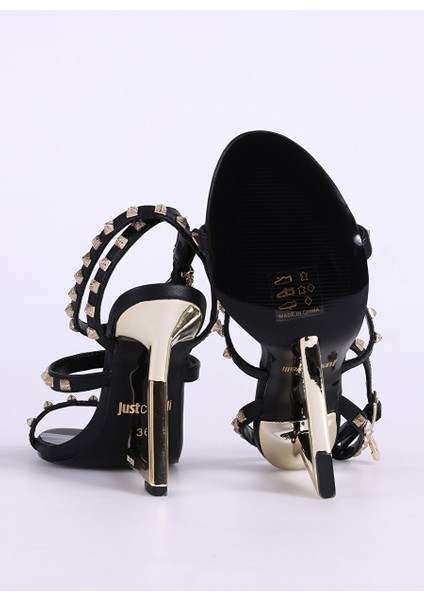 Siyah-Altın Kadın Deri Topuklu Ayakkabı Fondo Ladyj W5B Shoes fırsatları