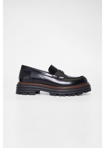 Siyah Kadın Deri Loafer 33 52107 Bn Ayk SK23/24