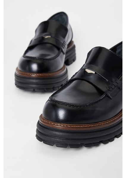 Siyah Kadın Deri Loafer 33 52107 Bn Ayk SK23/24 modelleri
