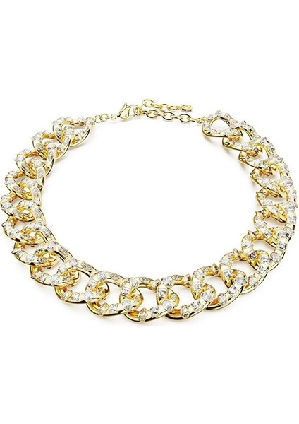 5663257 Swarovski Kolye Dextera Necklace, Statement, Mixed Cuts, Large, White, Gold-Tone Plated