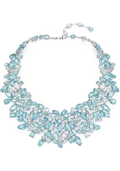 5672879 Swarovski Kolye Gema Necklace, Mixed Cuts, Blue, Rhodium Plated
