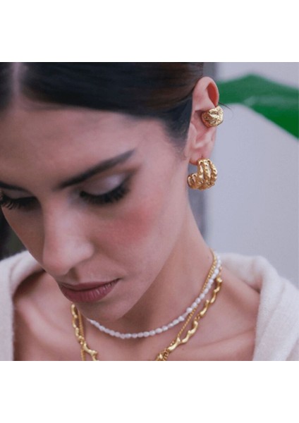 Terty Amorf Üçlü Halka Küpe Gold fırsatları