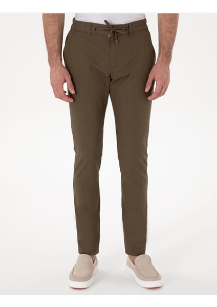Haki Slim Fit Keten Görünümlü Kanvas Pantolon fiyatları
