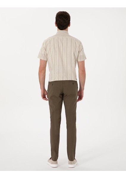 Haki Slim Fit Keten Görünümlü Kanvas Pantolon fırsatları