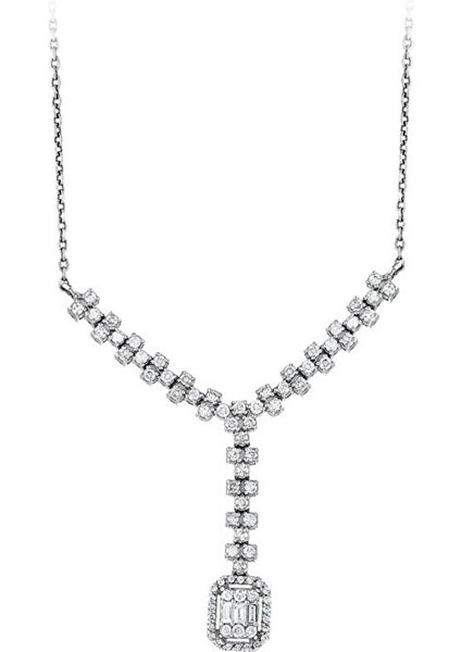 0.58 Karat Baget Taşlı Pırlanta Kolye fiyatları