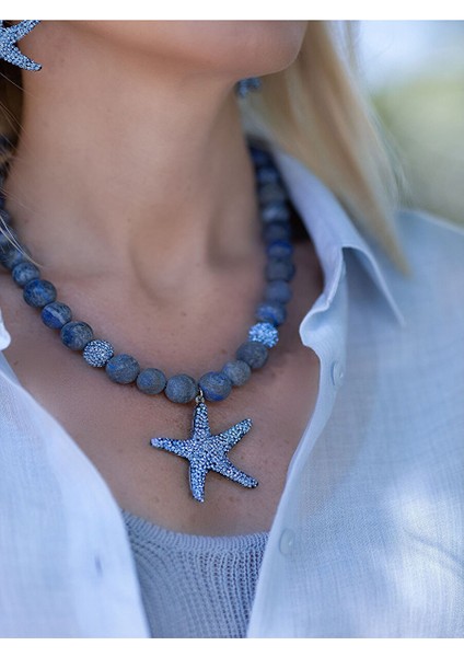 Light Sapphire Blue Sea Star Kolye