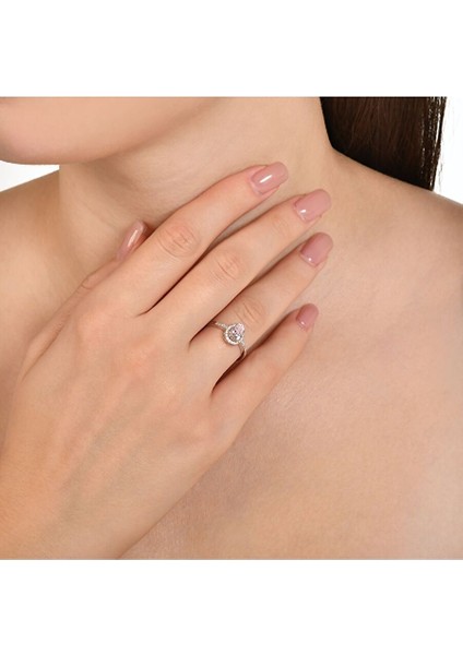 Pembe Topaz Taşlı Pırlanta Yüzük