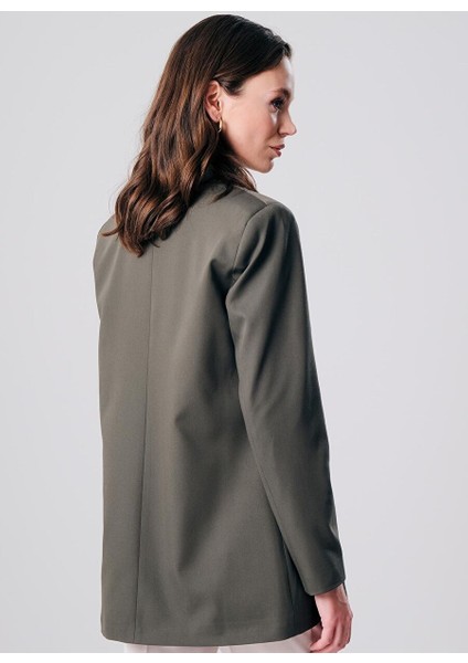 Önü Gold Logo Metal Düğmeli Oversize Ceket