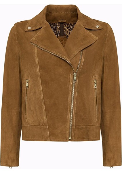 Alba Kadın Camel Biker Süet Deri Ceket 24WGD528210