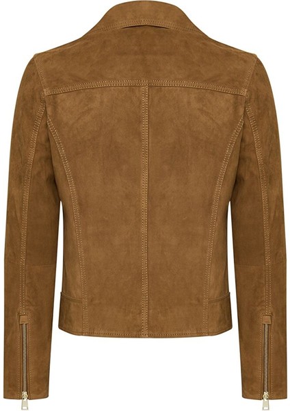 Alba Kadın Camel Biker Süet Deri Ceket 24WGD528210