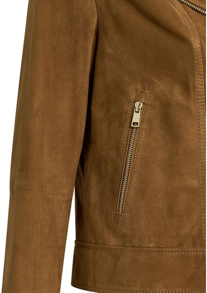Alba Kadın Camel Biker Süet Deri Ceket 24WGD528210