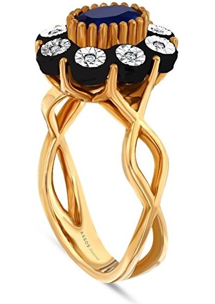 0.06 Karat Safir Renkli Elmas Yüzük