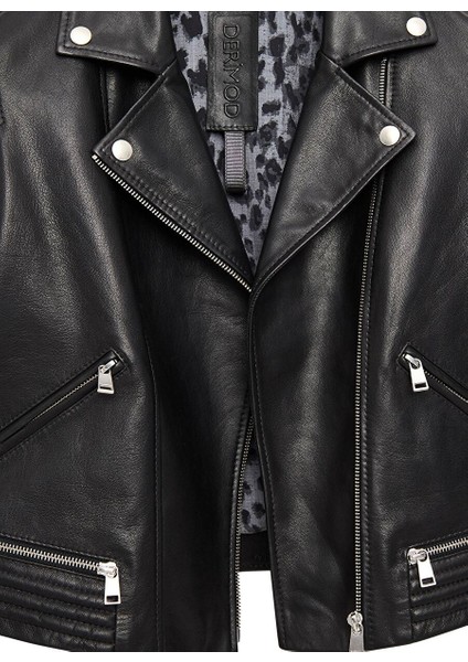 Eliza Kadın Siyah Biker Kısa Deri Ceket 25SGD5299VE