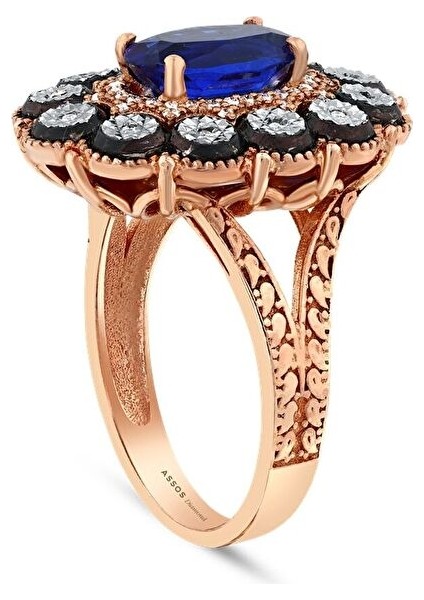 0.17 Karat Safir Taşlı Elmas Yüzük