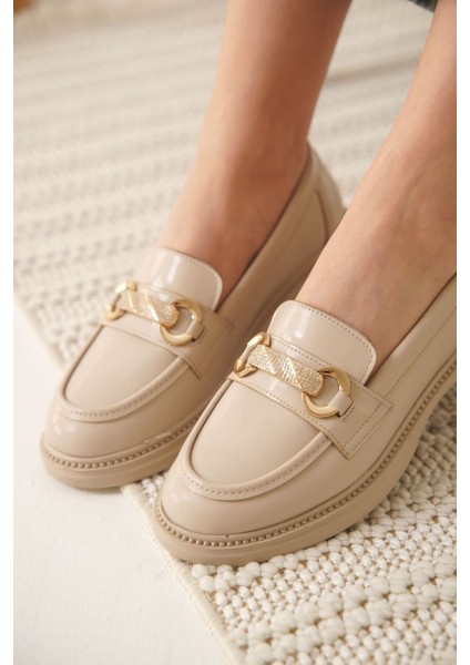 Lance Premium Kadın Bej Rugan Loafer