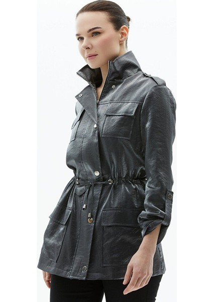 Gri Kadın Trençkot 23YSL9249