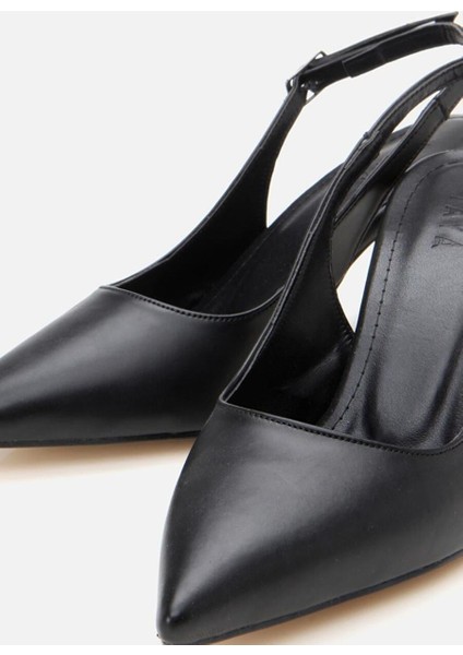 Kadın Siyah Ayarlanabilir Tokalı Stiletto