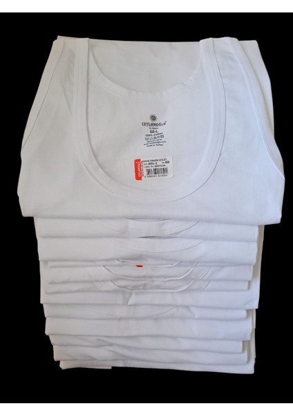 Erkek Atlet 12'li Ekonomik Paket Pamuklu Cotton Beyaz Esnek Yumuşak Abc1-3