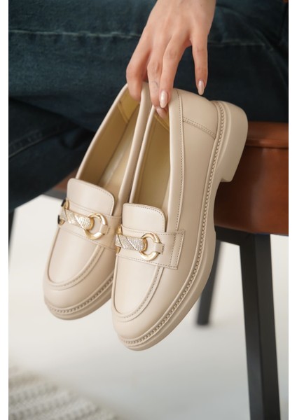 Lance Premium Kadın Bej Loafer