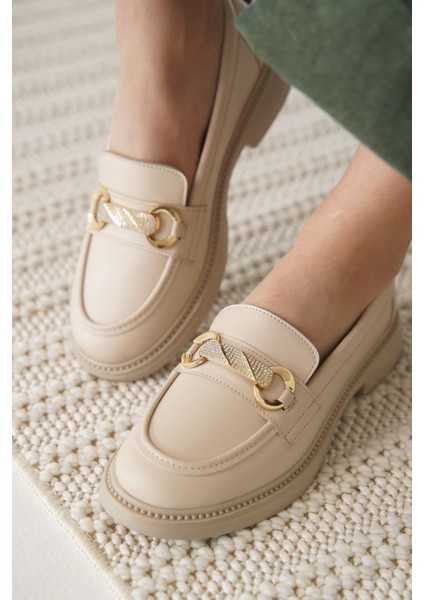 Lance Premium Kadın Bej Loafer modelleri