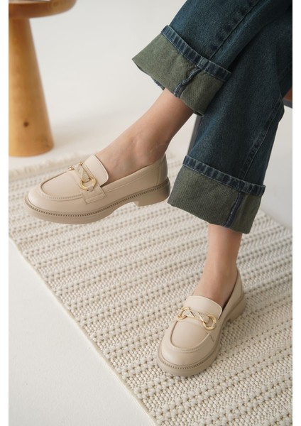 Lance Premium Kadın Bej Loafer indirimleri