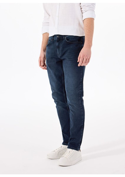 Lacivert Erkek Dar Paça Slim Fit Denim Pantolon Vegas Slim - 1305