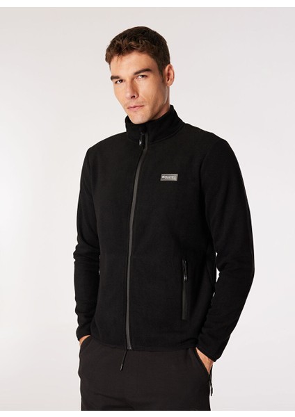 Siyah Erkek Dik Yaka Basic Polar Sweatshırt D4WM-SWT3994