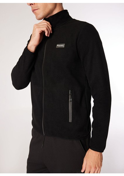 Siyah Erkek Dik Yaka Basic Polar Sweatshırt D4WM-SWT3994